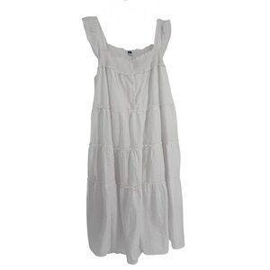 OLD NAVY Dress White Textured Tiered Size 3X Ruffle Smocked Gauzy Sleeveless